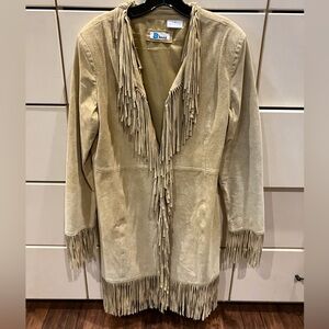 Blucid Tan Suede coat with fringe